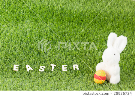 Bunny toy and Easter eggs with text Bunny toy and Easter eggs with text 28926724