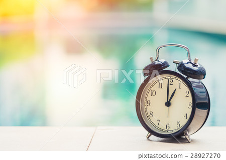1 o'clock retro clock at the swimming pool. 28927270