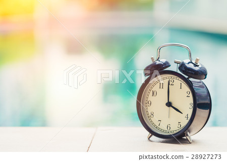 4 o'clock retro clock at the swimming pool. 28927273