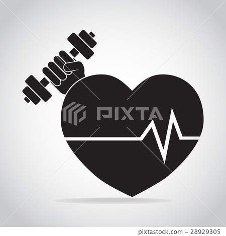 Strong Heart Hand holding with dumbbell icon Strong Heart Hand holding with dumbbell icon 28929305