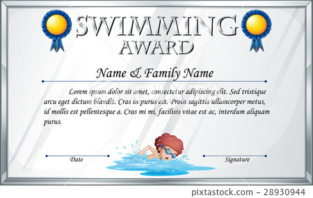 Certificate template for swimming award - Stock Illustration [28930944 ...