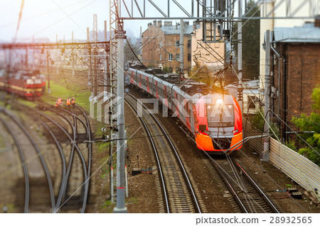 High-speed electric train, railway High-speed electric train, railway 28932565