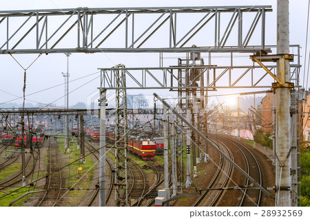 Locomotives on railroad tracks, Russia Locomotives on railroad tracks, Russia 28932569