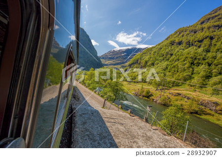 Train between fjords, Flam to Myrdal in Norway Train between fjords, Flam to Myrdal in Norway 28932907
