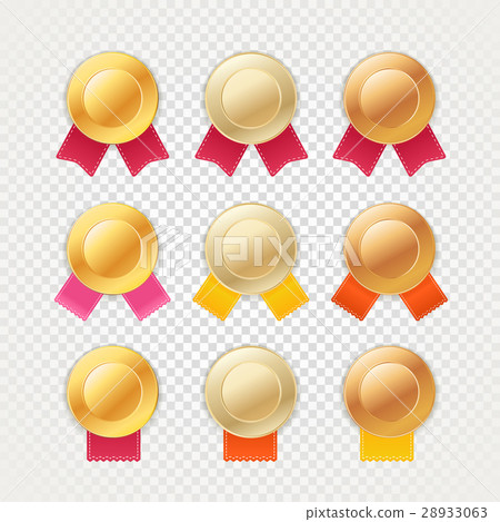 Different metal medals with color ribbons 28933063