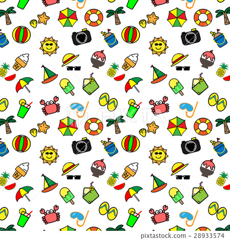 Colorful summer items icon vector pattern Colorful summer items icon vector pattern 28933574