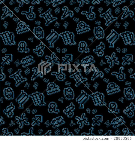 Neon blue outline zodiac astronomy sign symbol Neon blue outline zodiac astronomy sign symbol 28933595