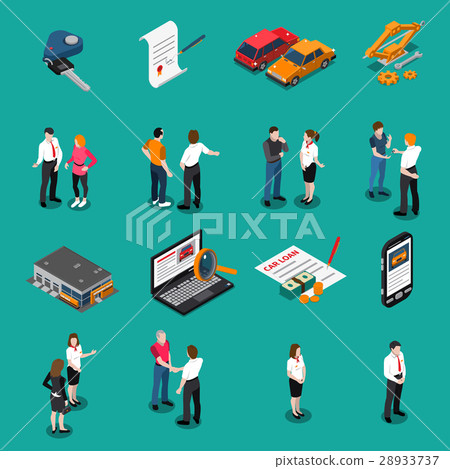 Car Dealership Isometric Icons Set 28933737