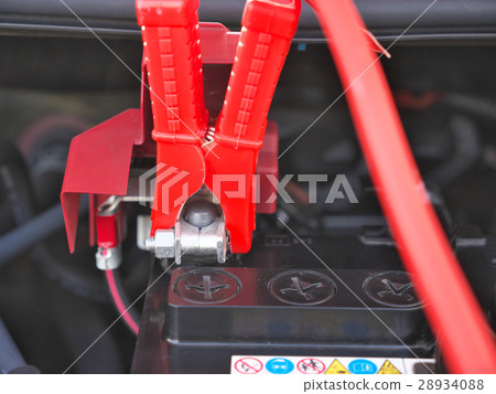 Automotive battery (relief) and booster cable 28934088