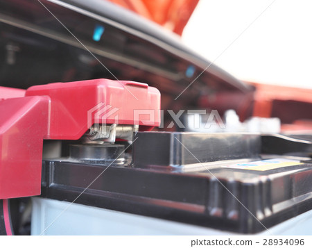Automotive battery (relief) and booster cable Automotive battery (relief) and booster cable 28934096