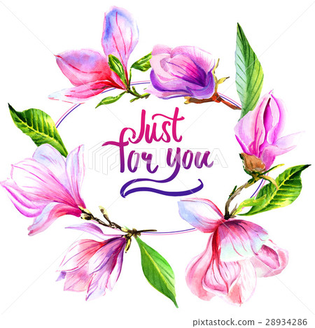 Wildflower magnolia flower frame in a watercolor Wildflower magnolia flower frame in a watercolor 28934286