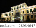 Night view of Vietnamese Ho Chi Minh City Central Post Office 28934647