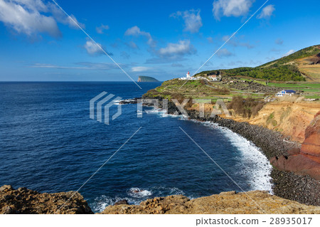 Goat island and lighthouse in Terceira, wide angle 28935017