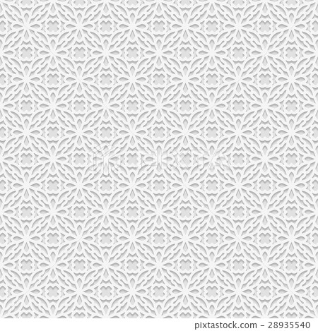 Seamless white 3D pattern, arabic motif 28935540