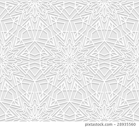 Seamless white 3D pattern, arabic motif 28935560