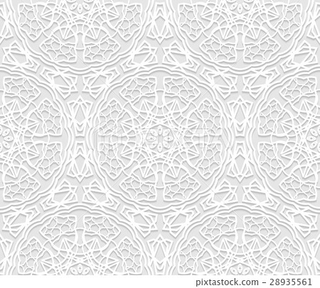 Seamless white 3D pattern, arabic motif 28935561