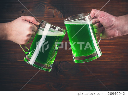 St Patrick's Day two mug on hands green beer St Patrick's Day two mug on hands green beer 28940942