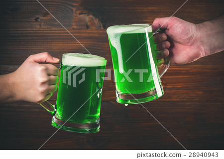 St Patrick's Day two mug on hands green beer St Patrick's Day two mug on hands green beer 28940943