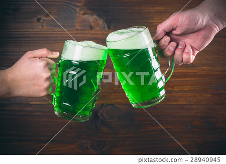 St Patrick's Day two mug on hands green beer St Patrick's Day two mug on hands green beer 28940945