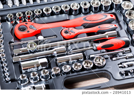 Set of hand tools. Many wrench and tools close-up 28941013