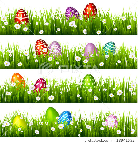 Easter egg on the green grass. Seasonal holidays 28941552