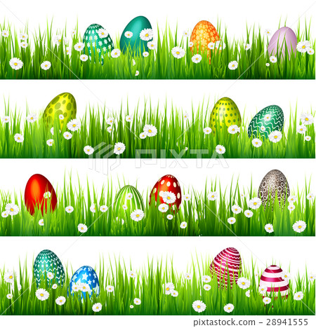 Easter egg on the green grass. Seasonal holidays 28941555