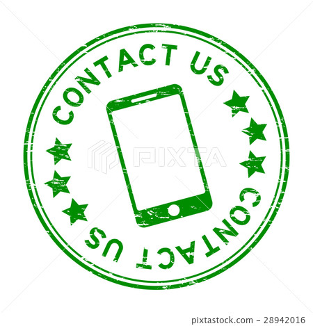 Grunge green contact us round rubber seal stamp 28942016