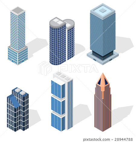 Skyscraper Building Set Isometric View. Vector - Stock Illustration ...