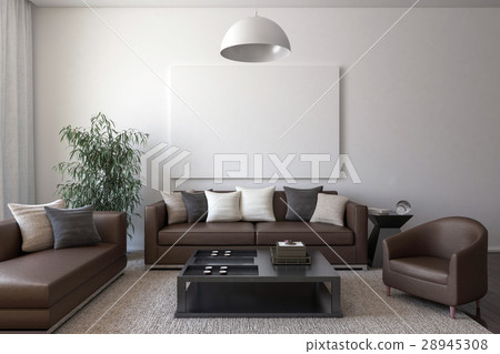 Brown leather furniture with blank canvas Brown leather furniture with blank canvas 28945308
