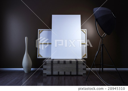 Blank canvas on an old crate Blank canvas on an old crate 28945310