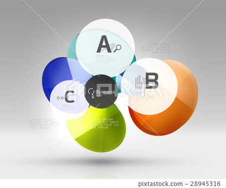 Shiny circles with text in 3d space 28945316