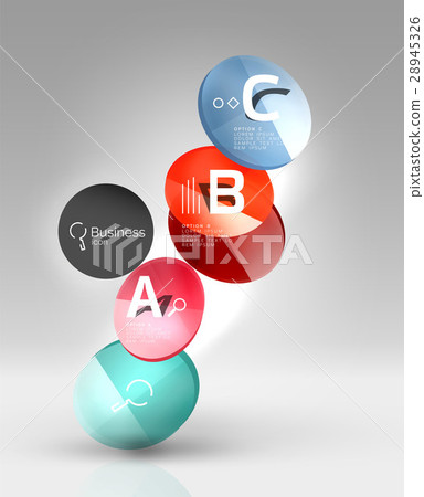 Shiny circles with text in 3d space 28945326