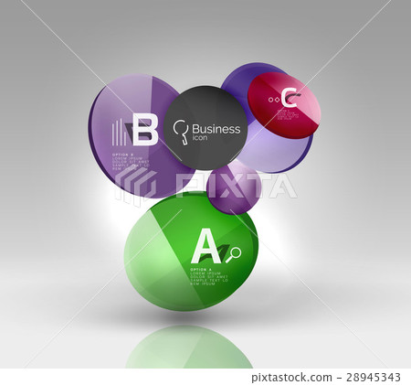 Shiny circles with text in 3d space 28945343