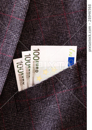 Euro banknotes in pocket closeup 28946568