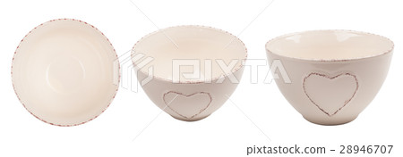 Beige ceramic bowl isolated on white background 28946707