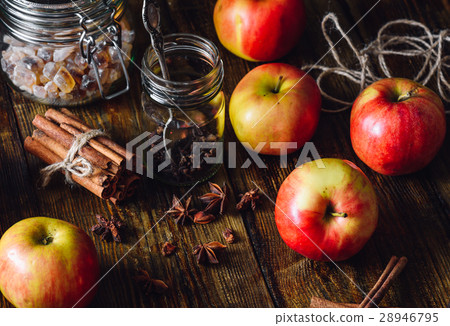 Red Apples with Different Spices. 28946795