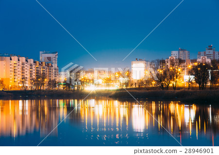 Night View Of Urban Residential Area Overlooks To 28946901