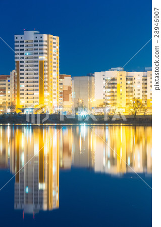 Night View Of Urban Residential Area Near City 28946907