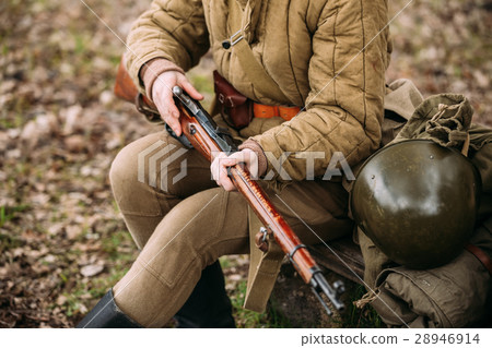 Re-enactor Dressed As Russian Soviet Infantry 28946914