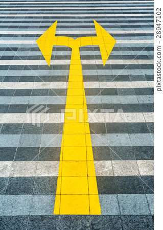 Yellow road marking on pave Yellow road marking on pave 28947102