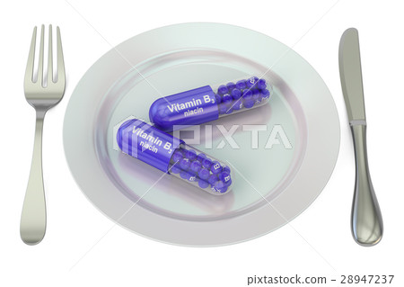 Diet and healthy meal  Plate with vitamin B3 28947237