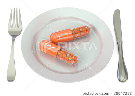 Diet and healthy meal  Plate with vitamin C 28947238