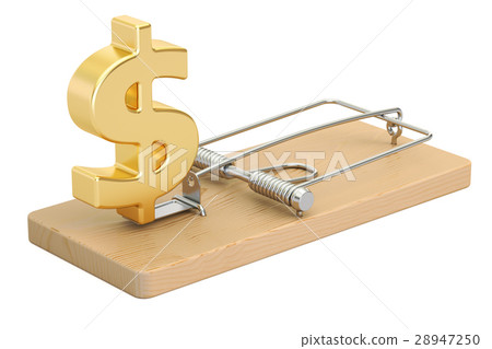 mousetrap with dollar sign, 3D rendering 28947250