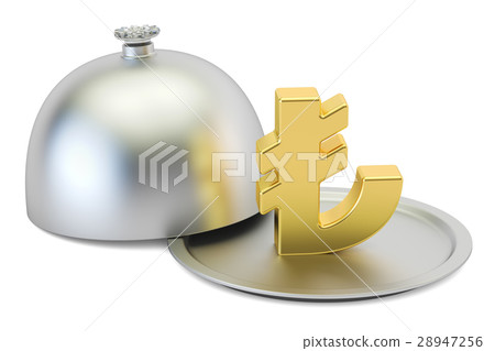 Restaurant cloche with gold lira symbol 28947256