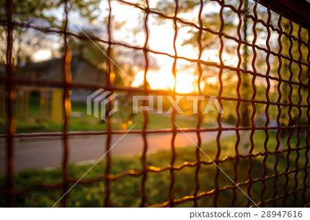 fence with metal grid in perspective fence with metal grid in perspective 28947616