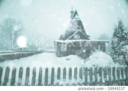 Old Orthodox Church in the winter landscape Old Orthodox Church in the winter landscape 28948137