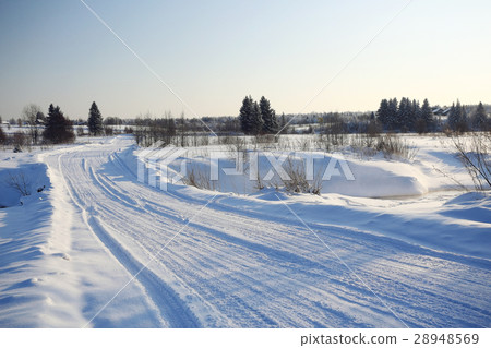 snowy road winter landscape snowy road winter landscape 28948569