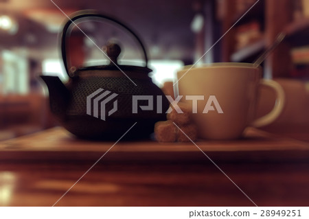 blurred background coffee tea cup teapot 28949251
