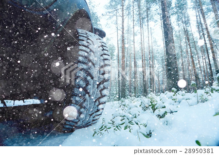 Winter car wheel studs, the concept of winter car ride 28950381