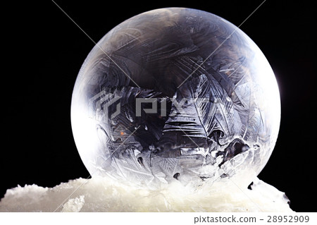 frozen bubble, ice-covered ball of soap frozen bubble, ice-covered ball of soap 28952909